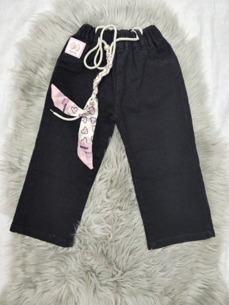 بنطلون الجينز الأسود الواسع الأنيق للفتيات